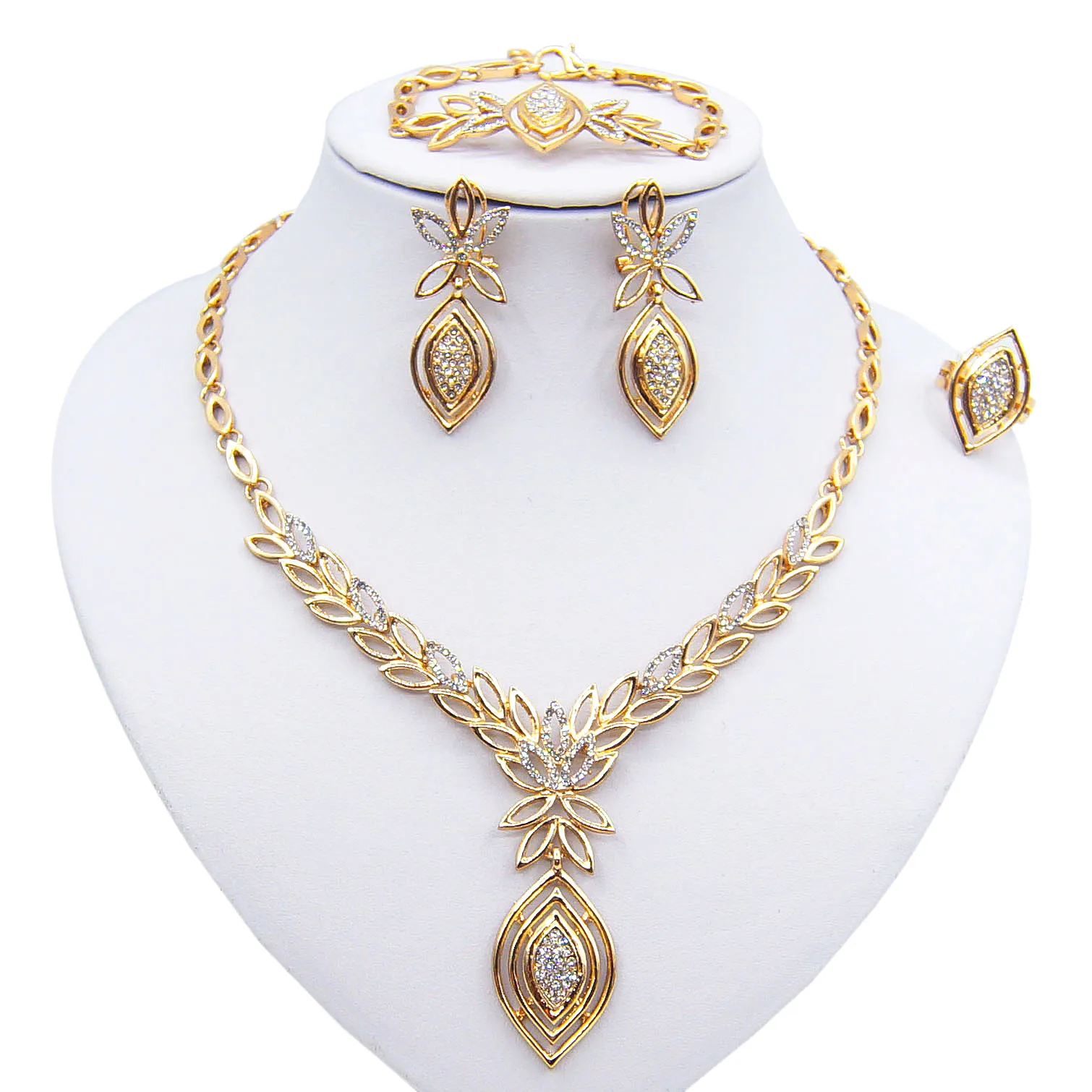 

Yulaili New Designs High Quality Hot Sale Gold Plated Elegant Rich Golden Jewelry Set Wedding Party Daily Jewelry Set