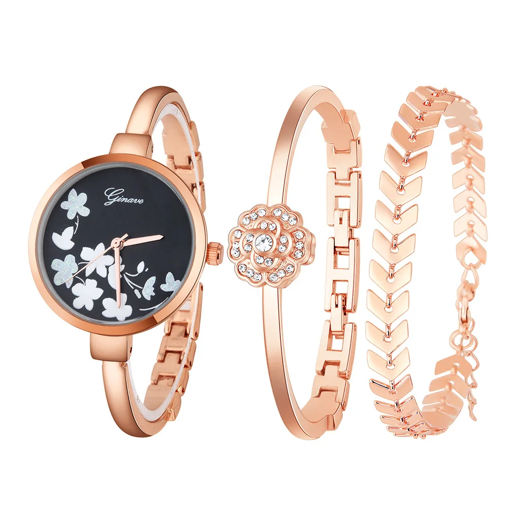 

TC luxury office business custom logo promotional gift set for Women diamond alloy band quartz watches