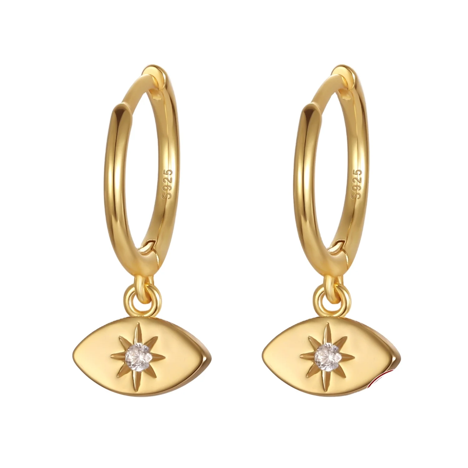 2024 NEW 925 Sterling Silver Shiny CZ Diamond Star Hoop Earrings for Women