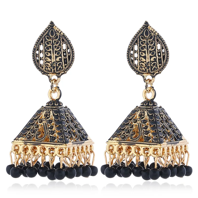 

Enamel Pendant Earrings Bohemian Ethnic Statement Earrings for Women, As picture