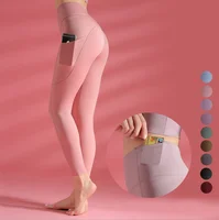 

2020 Fashion New Yoga Pants Women Double Sided Nylon Sports Tights High Waist Pockets Leggings Trousers