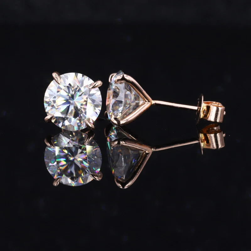 

Starsgem 14K Gold moissanite earrings stud 8mm 2 carat Round D Colorless moissanite earrings