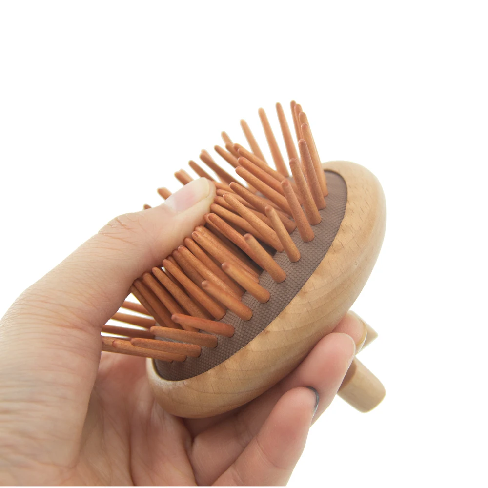 

New arrival small Wood Custom Scalp Massager hair brush Mini Hair Brush Detangling Brush for Travels