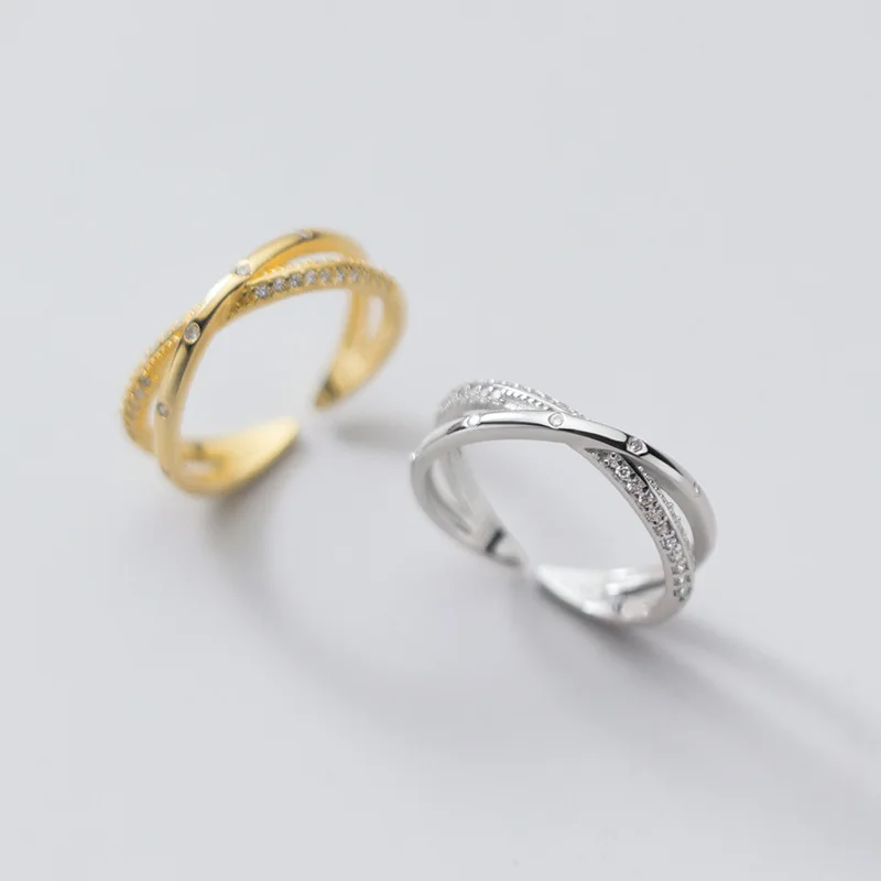 New Unique Design S925 Sterling Silver 18K Gold Plating Open Adjustable Rings For Women J7847