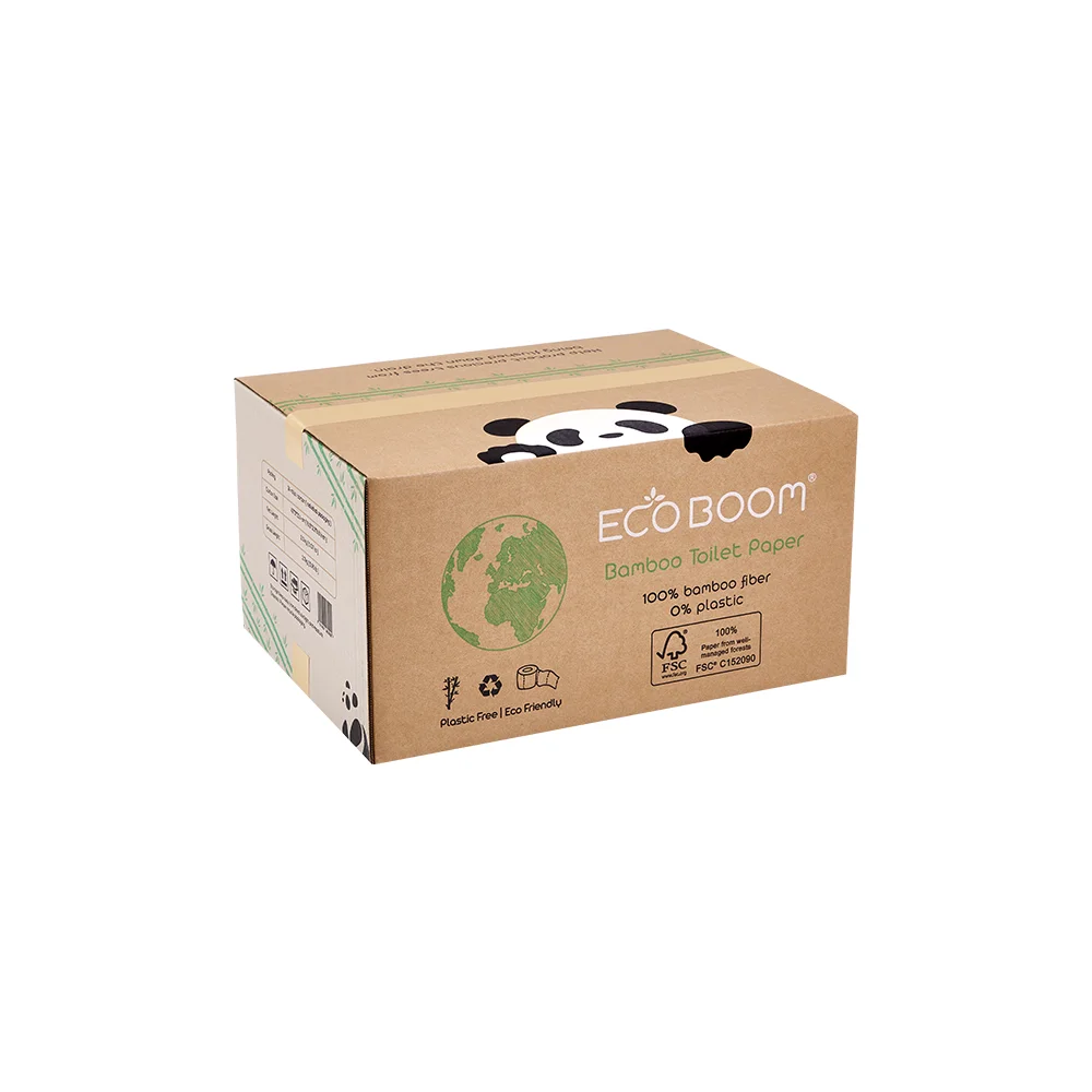 

ECO BOOM eco-friendly organic baby toilet tissue eco roll of manufacture, Natural brown