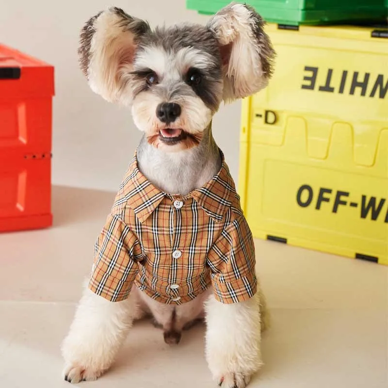 

Hot luxury pet cat clothes popular summer thin plaid dog shirt