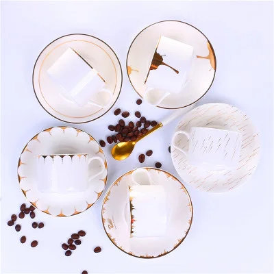 

Custom Small Bulk Latte Gold Rim Classic Coffee Tea Cup & Saucer Ceramic Cups wholesale tea set, As the picture show