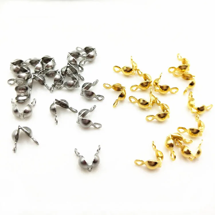 

S1174 Gold plated Stainless steel clam shell,End Clam Shell Tip Beads,Stainless Steel Knot End Cover Beads, Silver gold