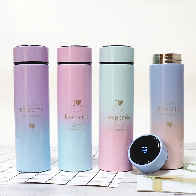 

Stylish stainless steel smart thermos temperature display cup, As photo