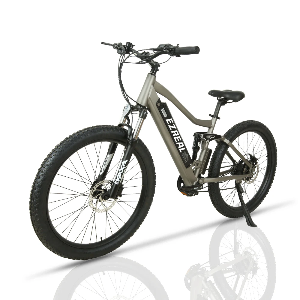 

EZREAL Stock Electric Mountain Bike 48V 750W Full Suspension E Bicycle Ebike MTB