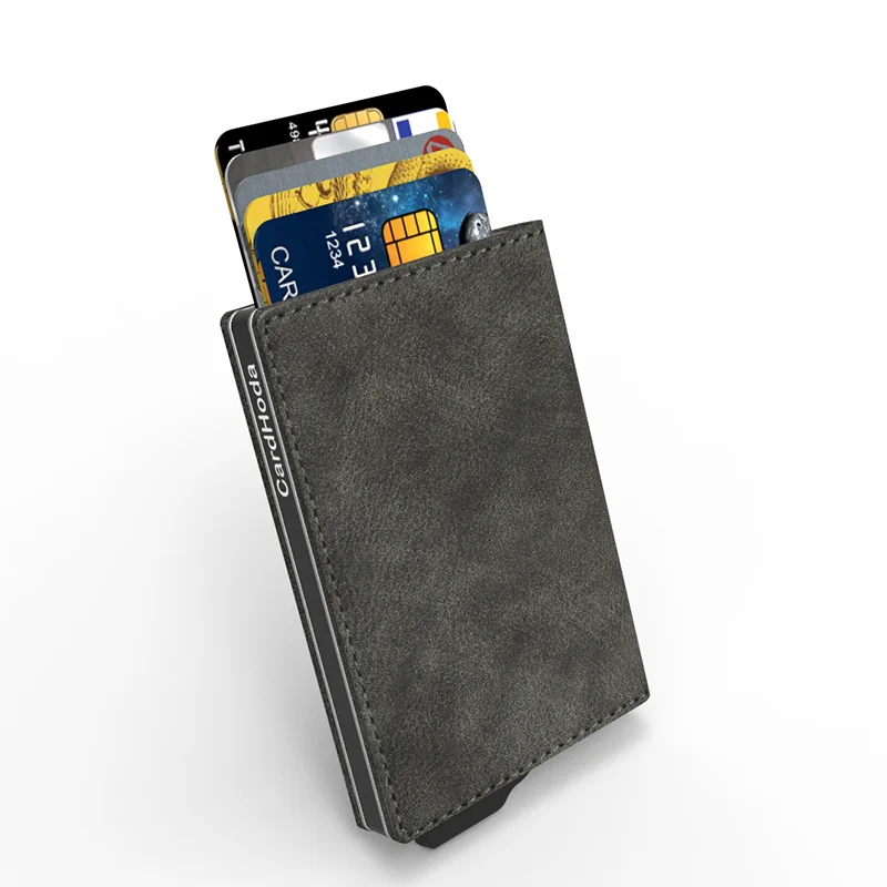 

Aluminium credit card holder PU Urban Collection Wallet Pop up card protector, Customized color