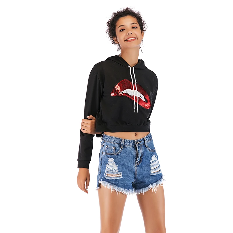 

Fall Casual Women's Top Black Hoodie, 1 color