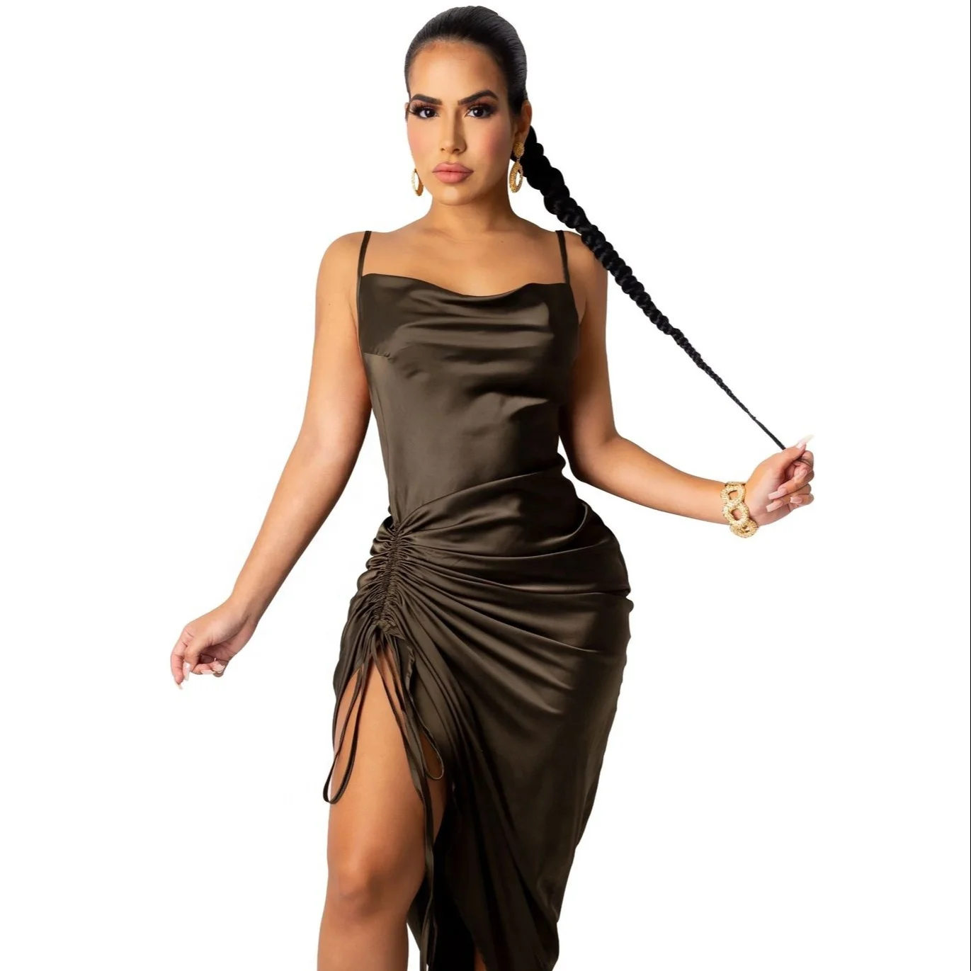 

AI35-3230 12 colors New women's summer pure color sexy halter dress
