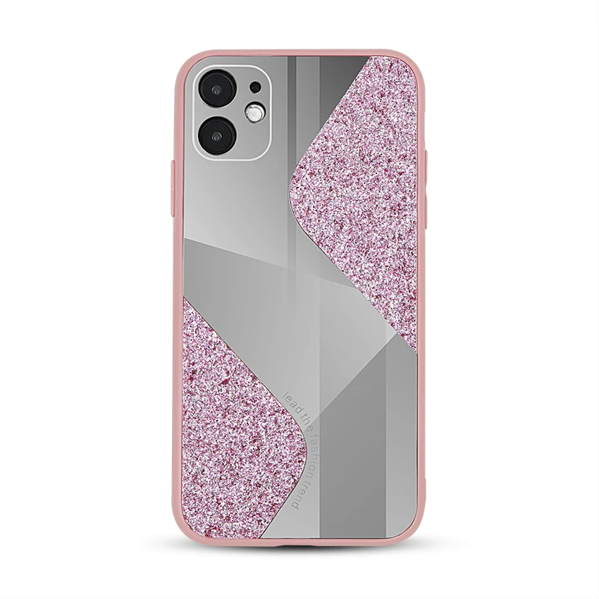 Luxury glittering powder water drill makeup mirror phone case for iphone 12 pro