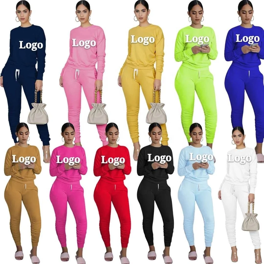 

New Arrivals 2021 Trendy Women 2 Two Piece Pants Set Fall Winter Spring Clothing Long Sleeve Tops Stacked Pants Sleepwear, Picture