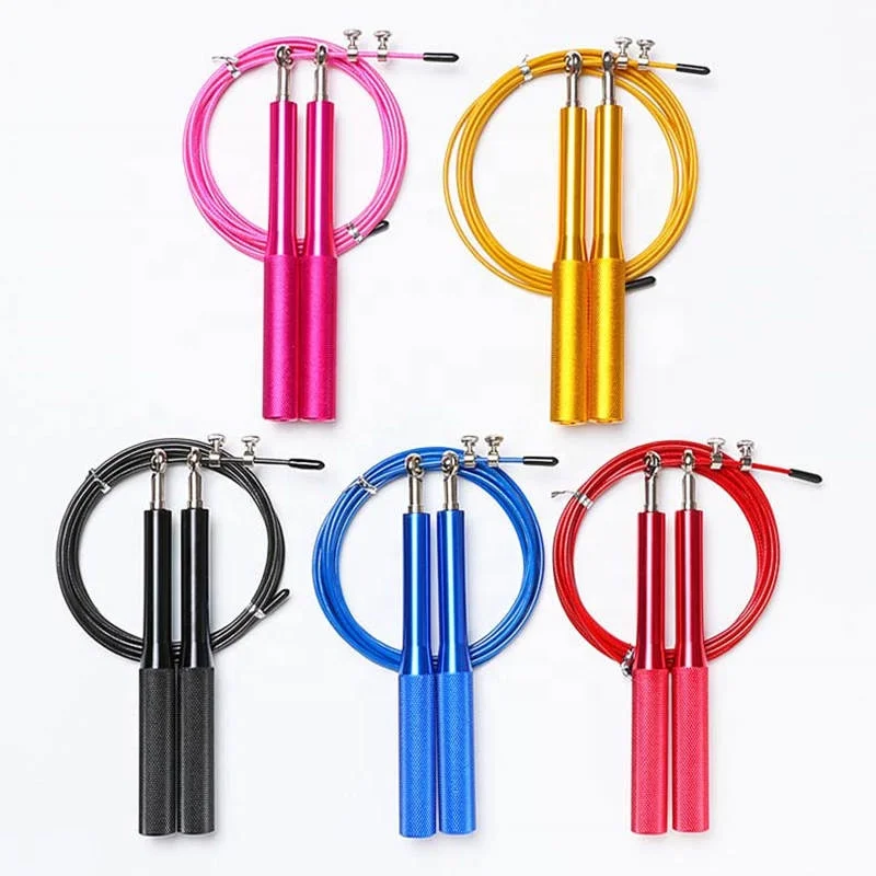 

Black Custom Logo Free Adjustable Fitness Metal Aluminium Bearing New Speed Yellow PVC Skipping Jump Rope