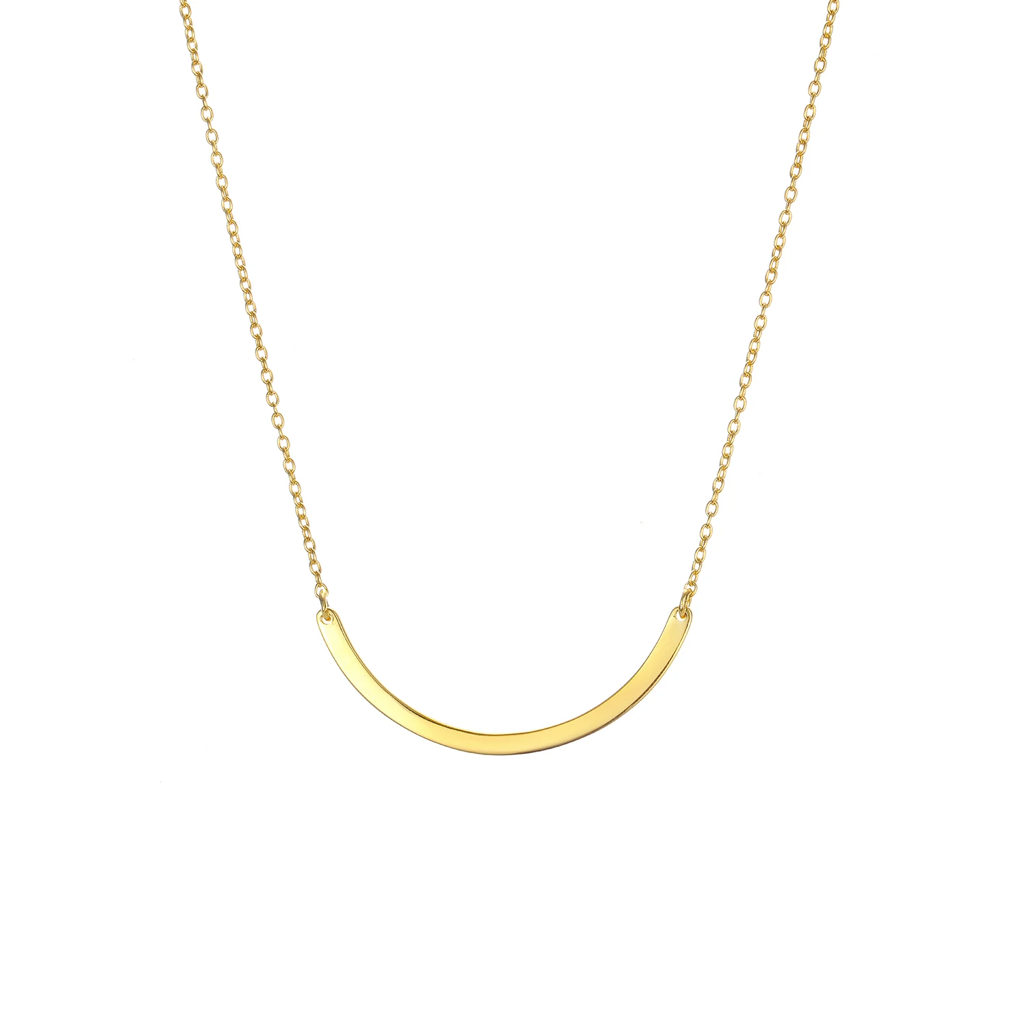 

Personalized 14K Golden Color Thin Chain Pendant Necklace Commuting Style Arc-shaped Pendant Necklace for Lady, Gold/silver/rose gold