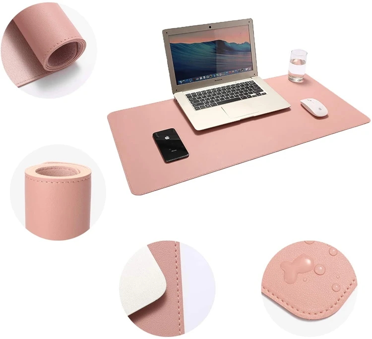 

140*70cm SOFT Custom non-slip Waterproof Luxury Double side PU leather desk mat