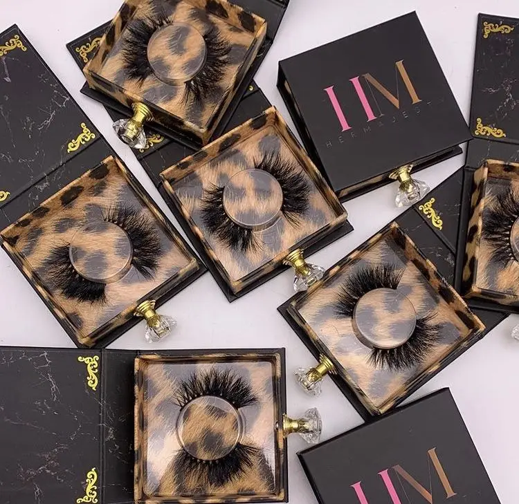 

Oem Private Label Curly Mink 15Mm 5D Faux Mink Eyelashes With Diamond Box Case