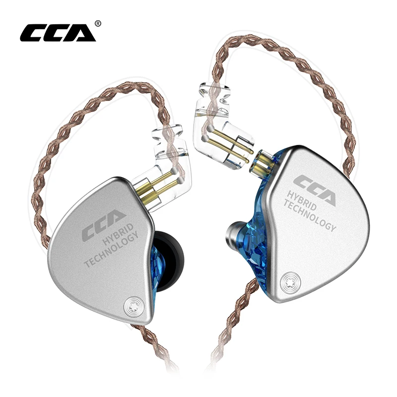 

CCA CA4 1BA+1DD Hybrid In Ear Earphone HIFI Monitor Sports Running Stage IEM 2 Drive Unit Headset Detachable 2Pin Cable CCA C10, Blue,black