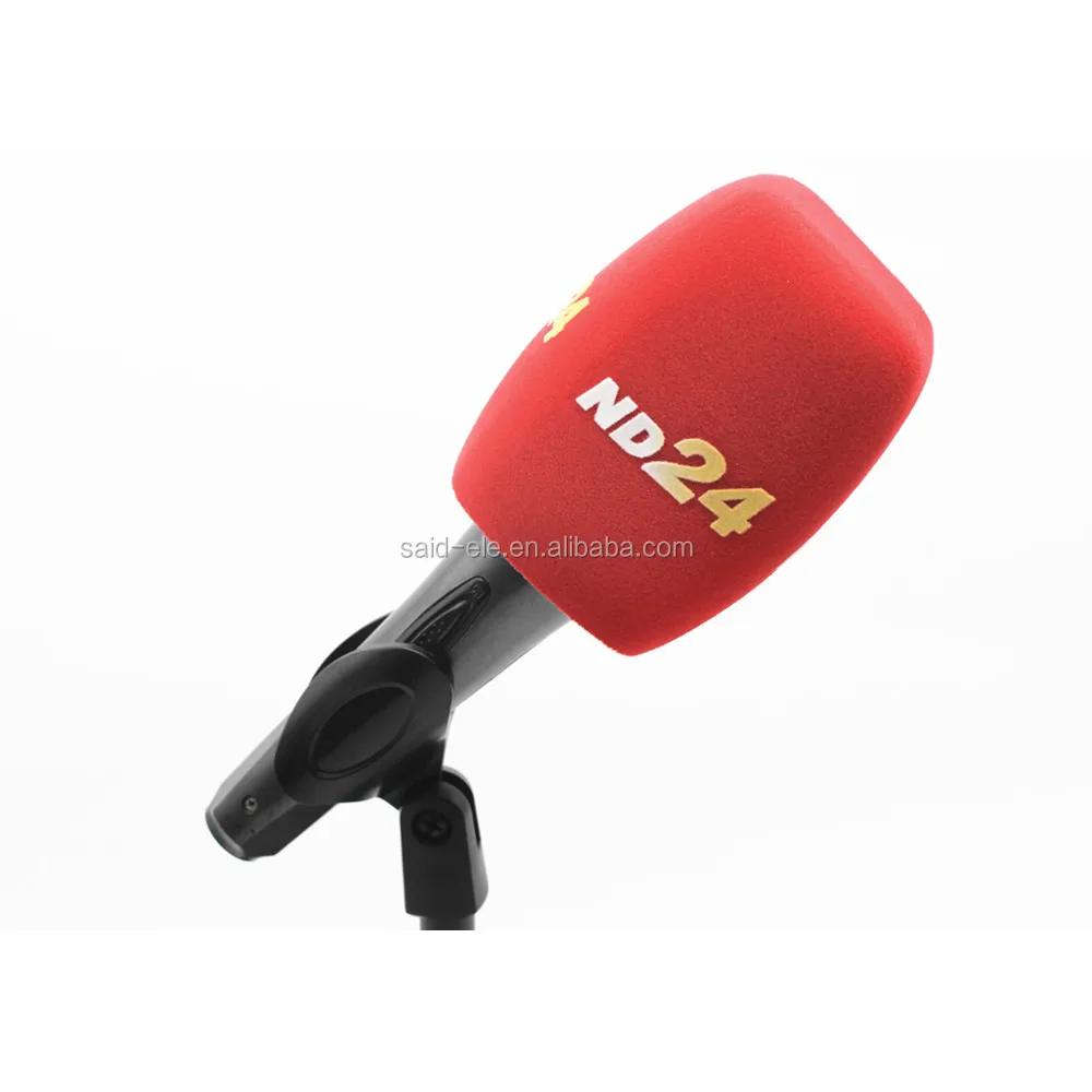 

Good Seller Mic Windscreen Foam Microphone Sponge Cover Print Logo For Outdoor TV Interview, Red or custom color