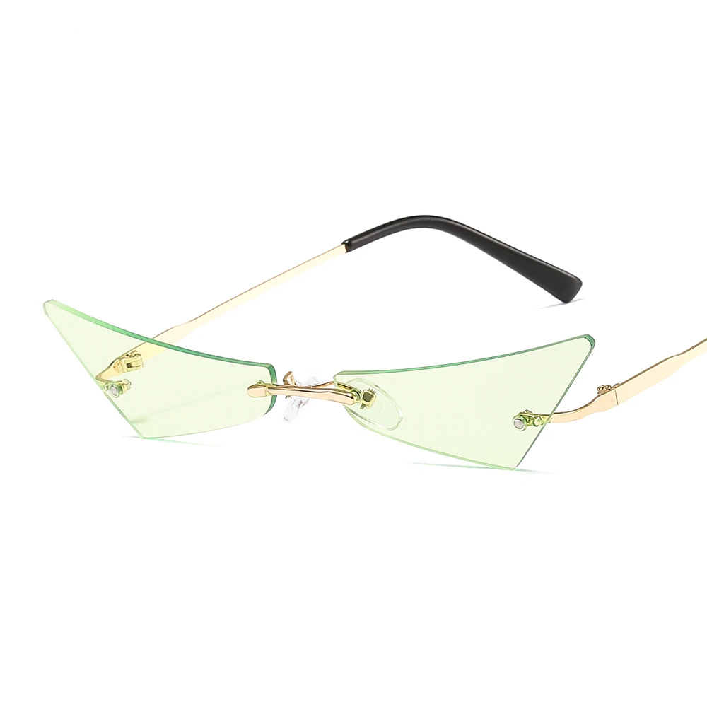 

Fashion Beach triangle cat eye Shaped Rimless Sunglasses Transparent Candy Color Eyewear ocean lens color party glasses