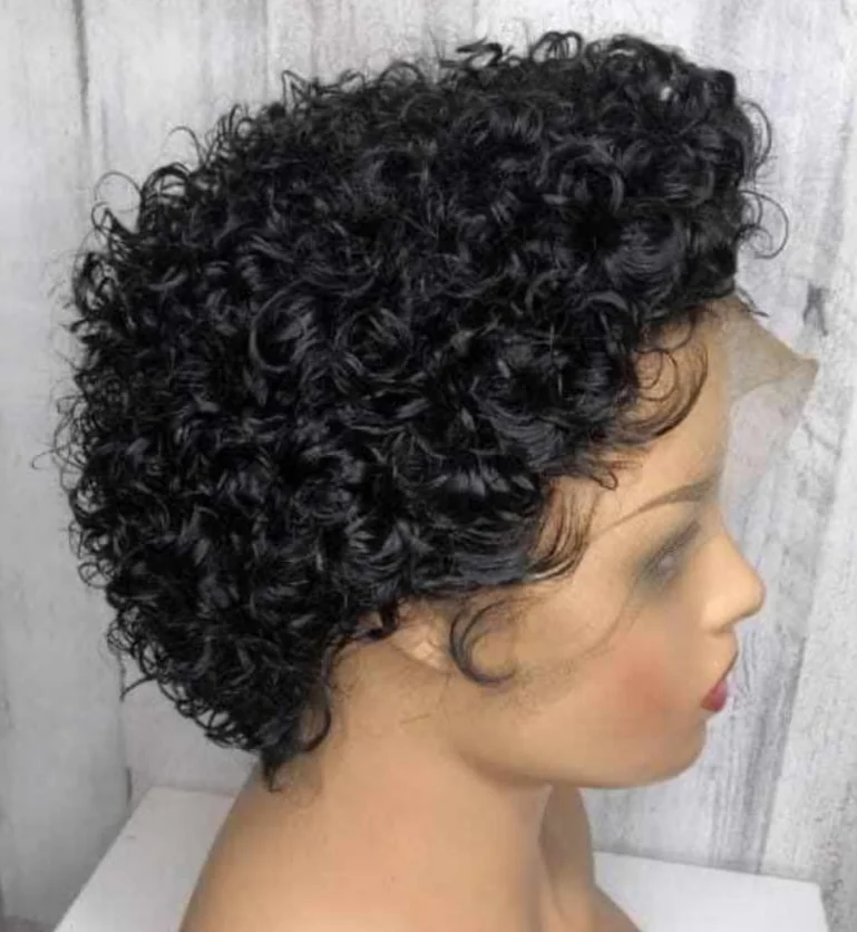 

Cute curly Bob short pixie 13*4inc lace front/full lace virgin Human Hair Wigs Natural Color indian brazilian/peruvian Remy hair