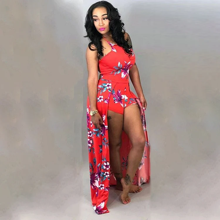 

2021 New Designs Women Clothes Printed Backless One Piece Romper Shorts Sexy Summer Rompers -PT, Red