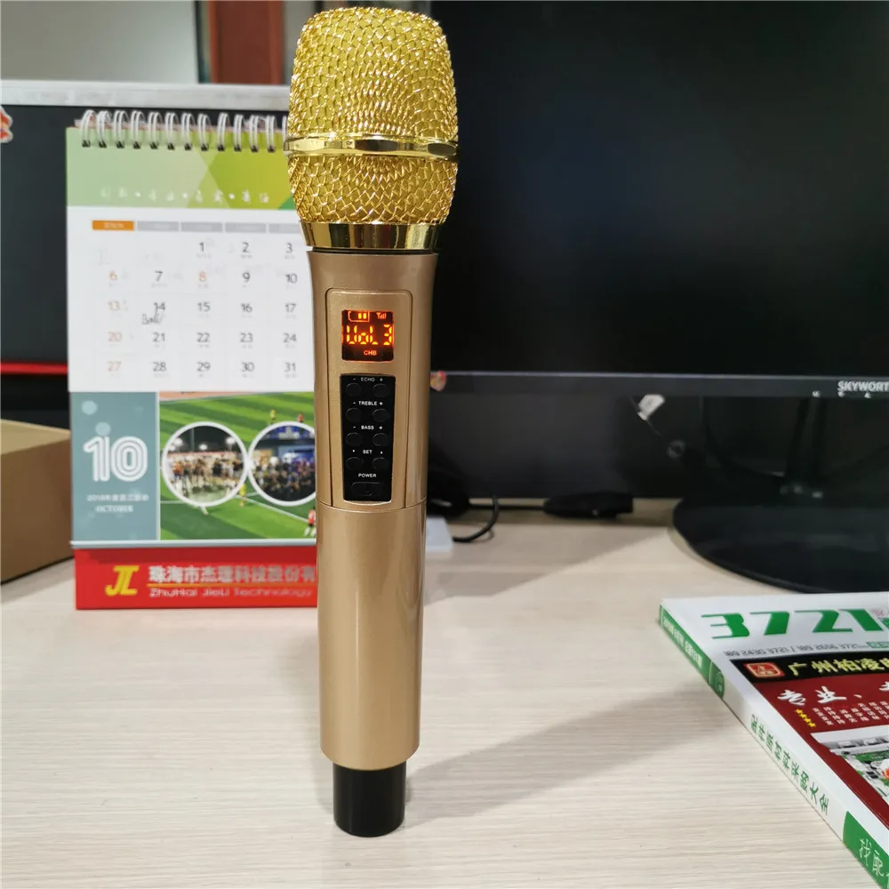 Factory supply uhf microphone with ECHO BASS TREBLE function echo Dual