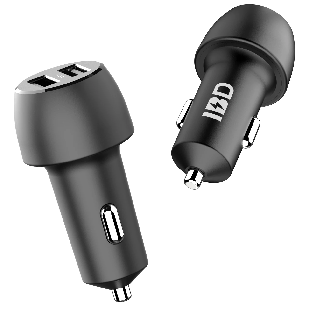 

24W Dual Port PC V0 Fireproof Material Matte Finished Mini design Private mold Car Charger, Black