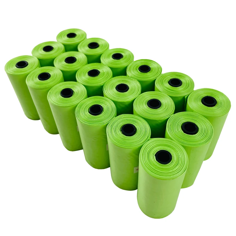 

15pcs Per Roll 13 Micron Disposable Pick Up Eco Friendly Best Biodegradable Pet Waste Dog Poop Bags