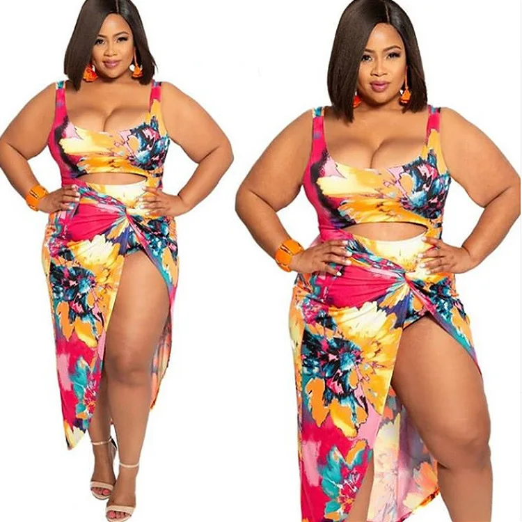 

10410-MX49 floral printed beach wear plus size tankini 2021 sehe fashion