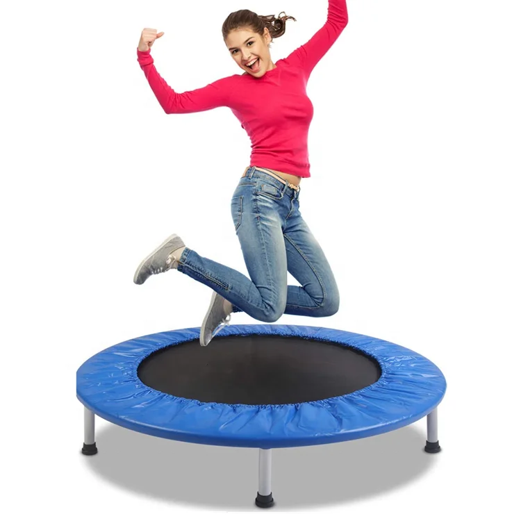 

Wellshow Sport Hot Selling New Design Foldable Mini Trampoline Kid Fitness Mini Trampoline Stable Quiet Exercise Rebounder, Black/blue