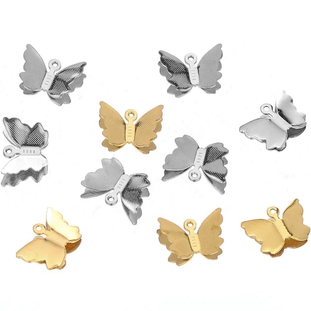 

20Pcs 15mm Width Stainless Steel Small Butterfly Charms Pendants For DIY Jewelry Findings Necklace Supplies Earrings Materials
