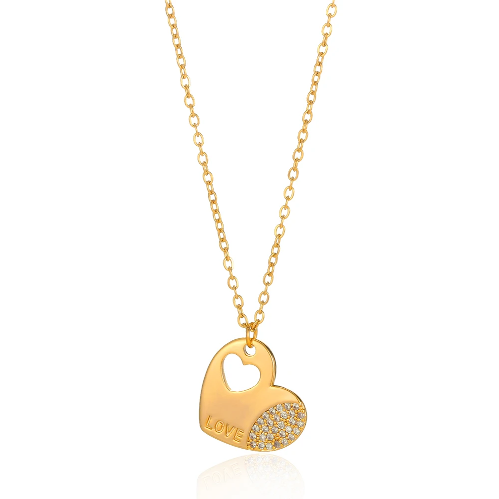 

18K Gold Plated Cubic Zirconia Heart Necklace Cute Dainty Love Pendant Necklaces for Women