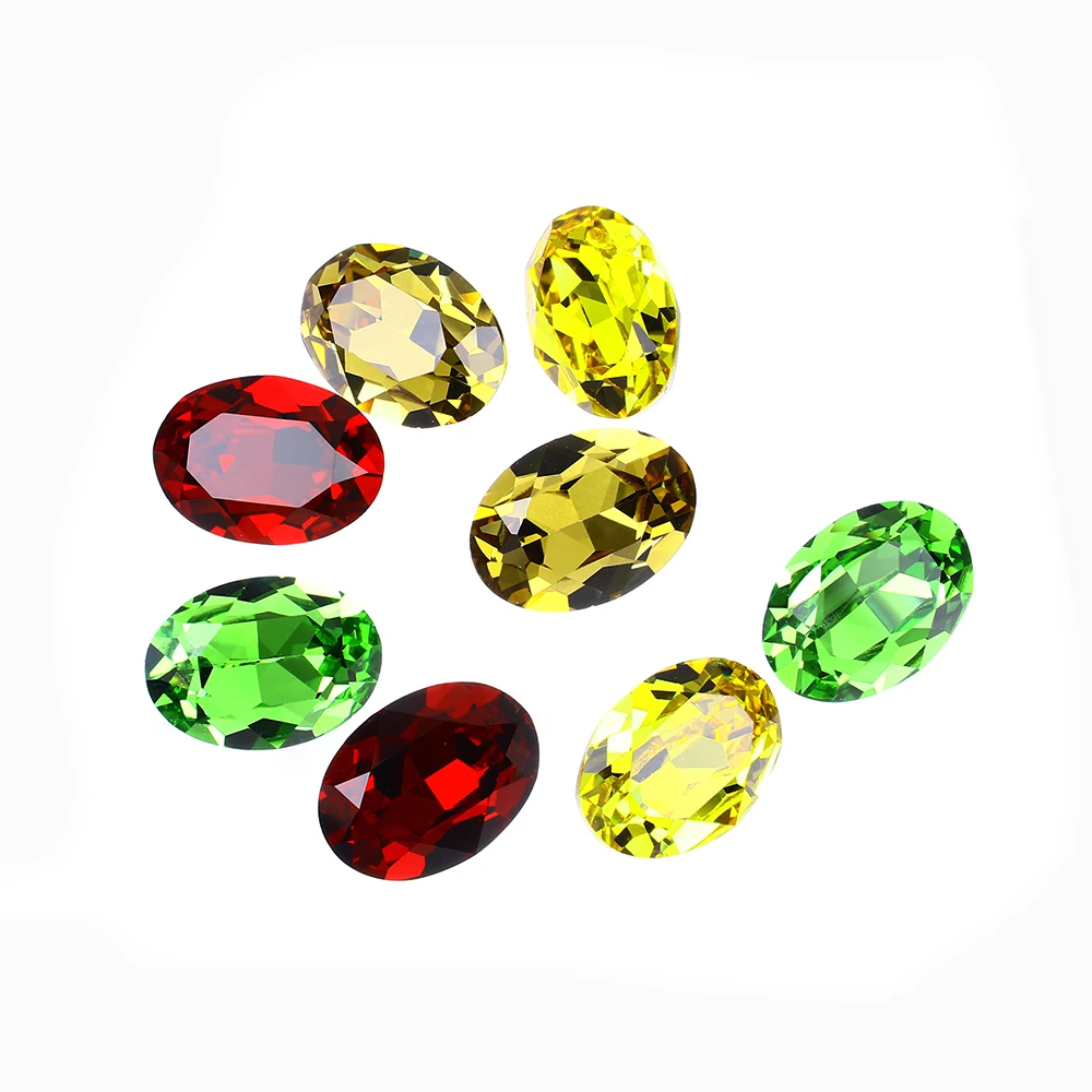 

Loose Glass Stone Oval Crystal Gemstone K9 Crystal Rhinestones Point Back High Quality For Jewelry