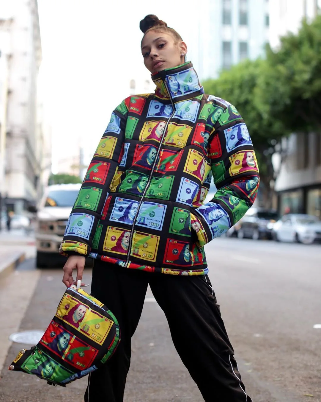 

Fall Winter Wholesale Trendy Colorful Money Printed Trench Short Hoodies Coat 3xl Plus Size Women Warm Jackets And Coats 2020, White black fashion coats and jacket for woman