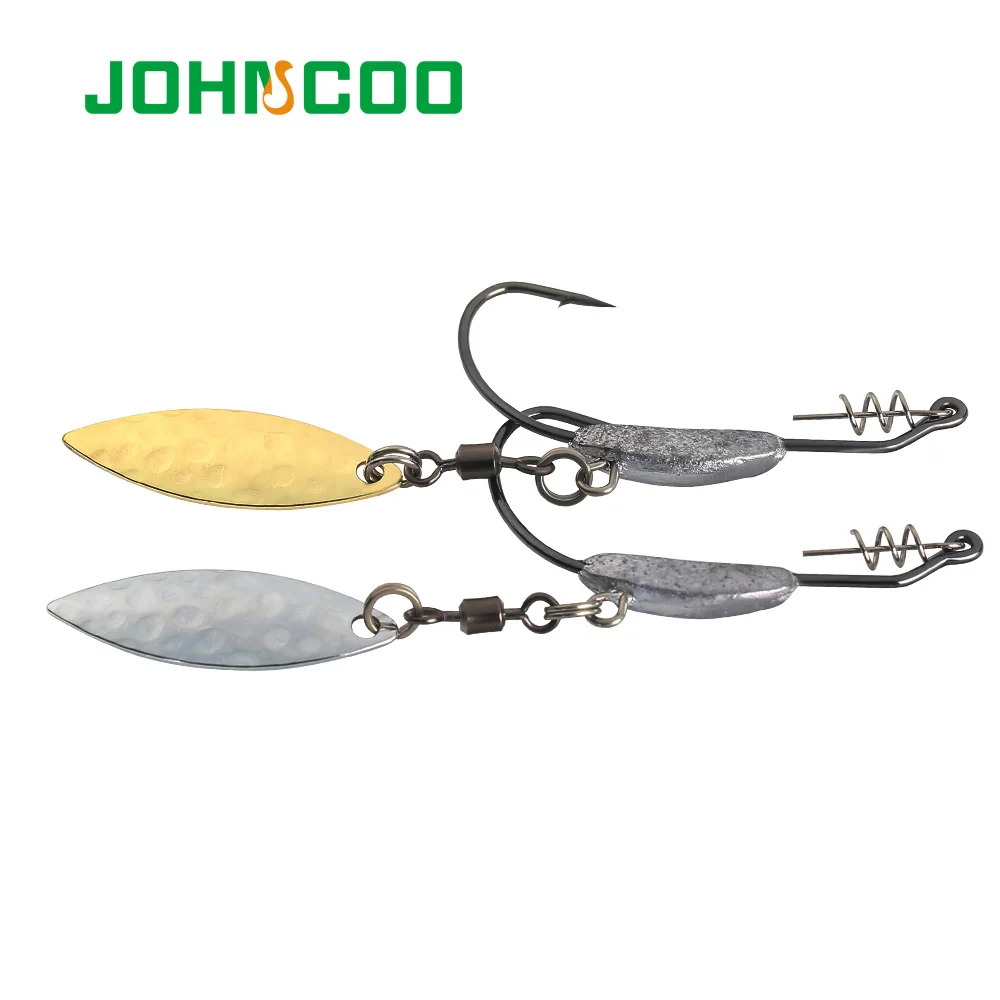 

JOHNCOO Offset Fishing Hooks 4.7g 6.8g 9.2g Lead Weighted Crank Hook with Spoon Soft Baits Hook