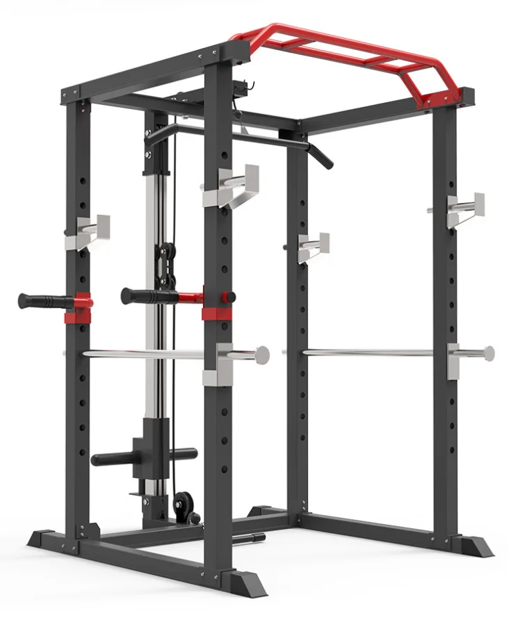 

New arrival multi function gym fitness equipment smith machine adjustable squat rack with cables power rack with lat pull down