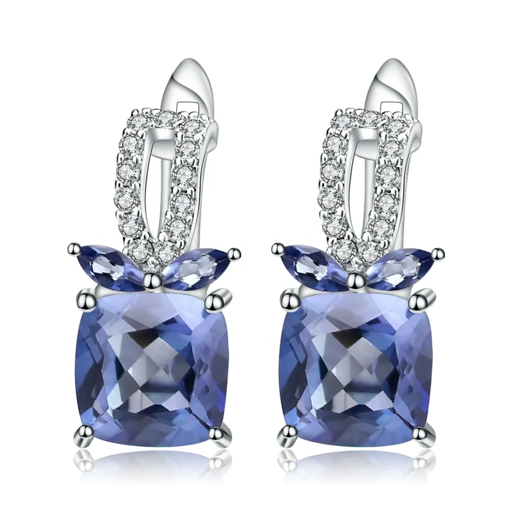 

Abiding fashion 925 sterling silver jewellery Iolite blue mystic quartz boho piercing earrings for women