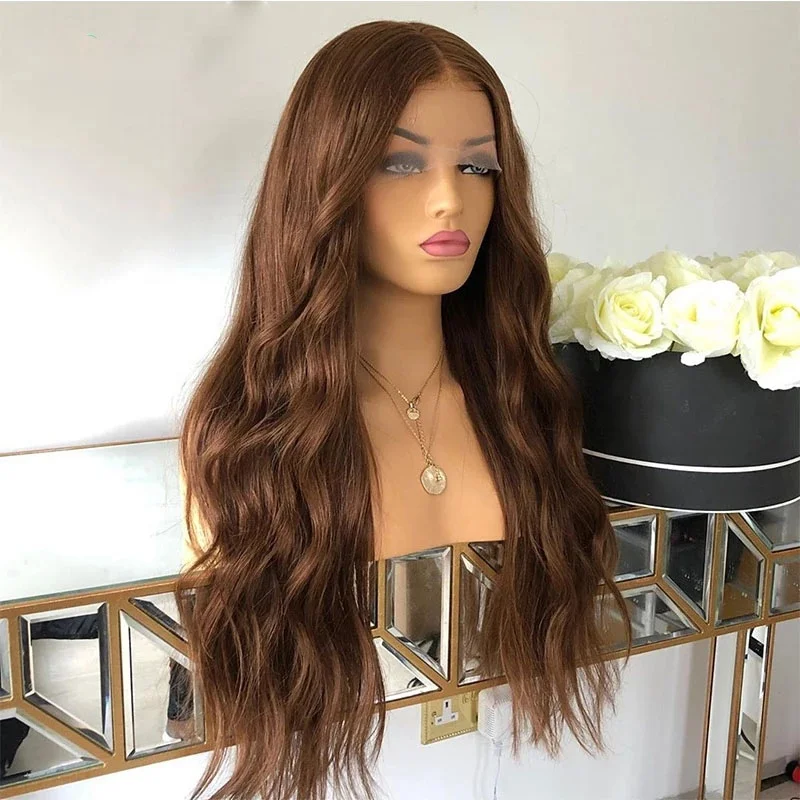 

Light Auburn Brown Colored 13X4 Lace Front Wig Malaysian Remy Hair Natural Wave 180% 150% Human Hair Wigs For Women Preplucked