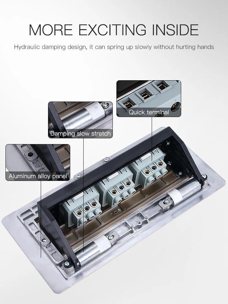 Factory sales gold aluminum alloy multi module embedded table socket