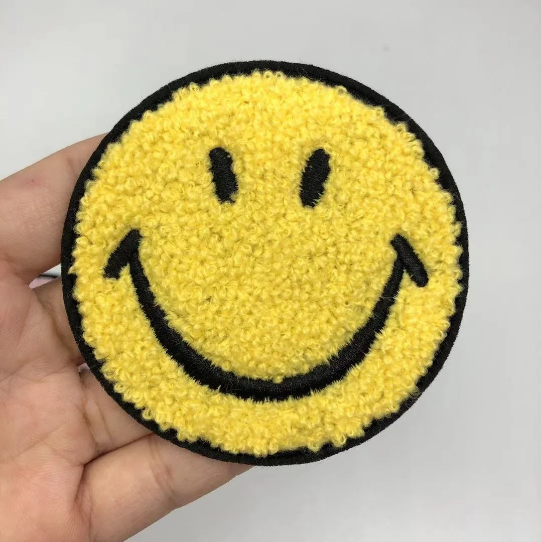 

Wholesale embroidered expression sew on chenille patch for cloth, Custom color