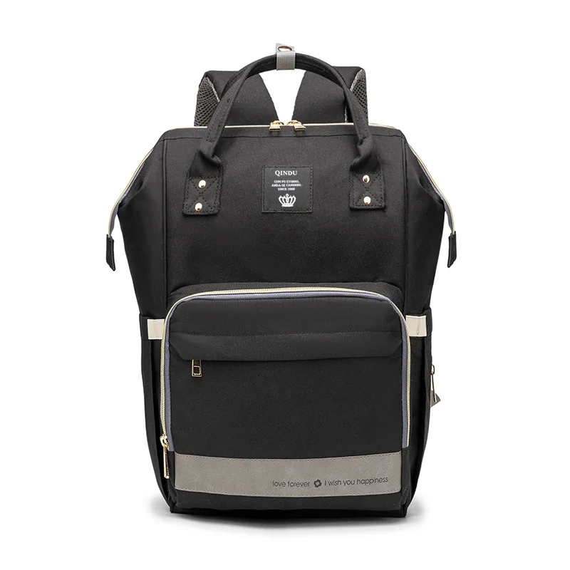 

Factory Wholesale  Mommy Black canvas diaper backpack character diapers back backpack popular diaper baby backpack, Custom
