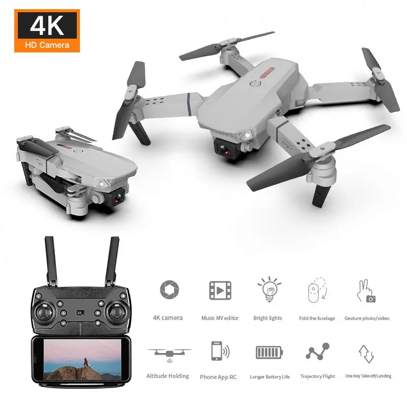 

New Arrival Syma X22W Wifi FPV Pocket E88 Drone HD Camera Headless Mode RC E88 Drone vs X8PRO x21w, Black/gray