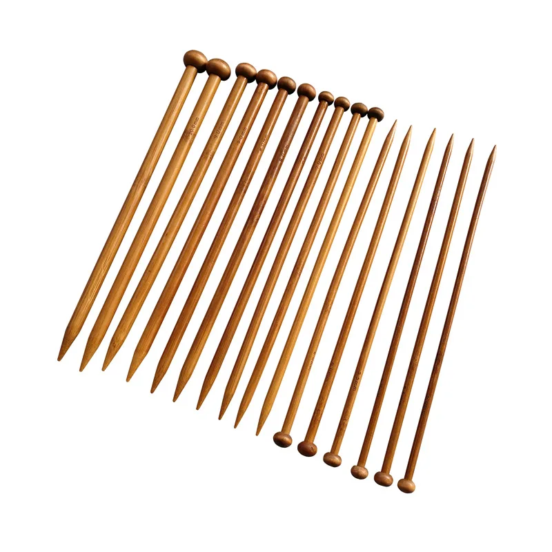

36 PCS Bamboo Handle Wooden Single Pointed Carbonized Knitting Needles Set