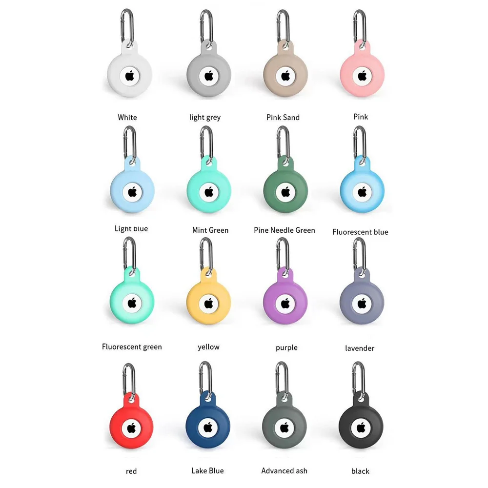 

Silicone Anti-scratch Protective skin cover Fluorescent keychain Holders GPS tracker loop Case Cover for apple AirTags, 16 colors