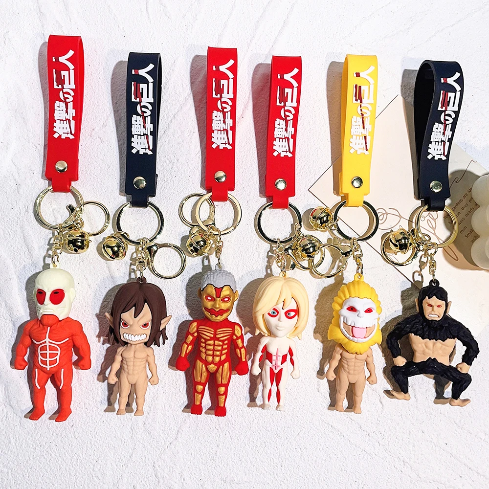 

3D PVC Kawii Silicon Keychain Attack on Titan Liwell Ackerman Eren Jaeger Armin Arelrt Giant Key Ring Children Kids Gift LC269