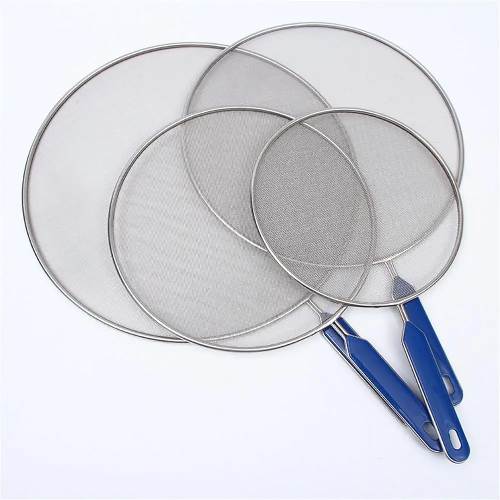 

Stainless Steel Splatter Screen With ABS Handle 21-33cm Anti Grease Splash Scald Proof Frying Pan Cover Cooking Tools