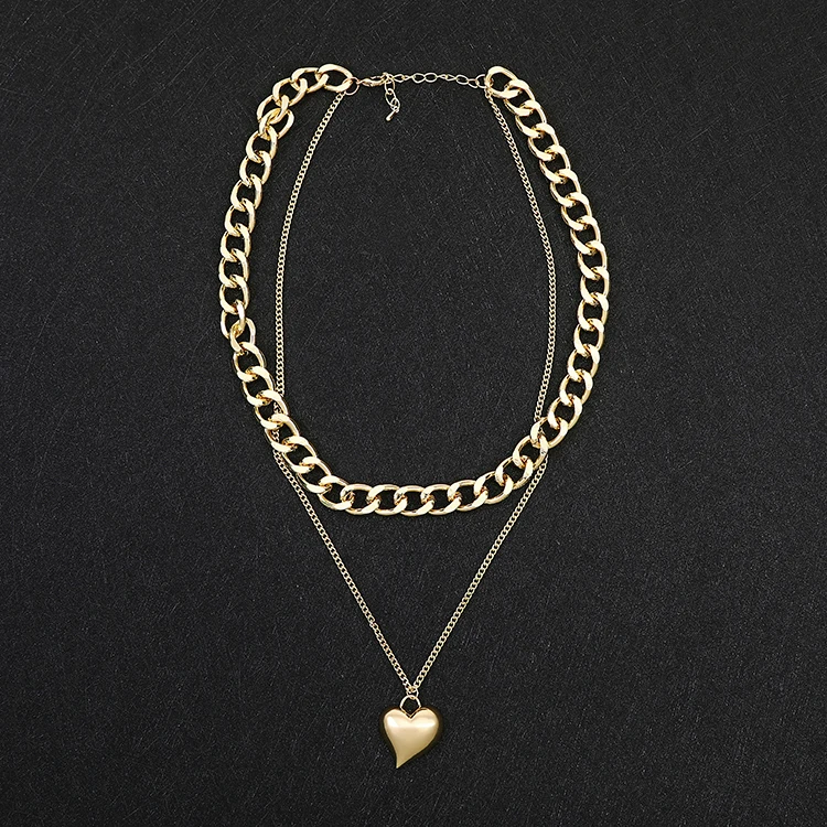 

necklace with star and heart bling hip hop necklace heart multilayer necklace 2021
